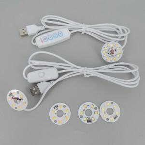 흰색 DC 5V 3W USB LED 조명 2835 칩 단색 독서 야간 책상 책 태블릿 램프 스위치 전원 케이블 디밍 가능