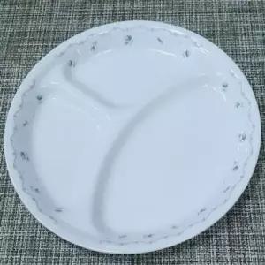 ( )꽃무늬 도자기 3구접시 21.5cm 나눔 반찬 그릇 안주 찬기 식탁 식기