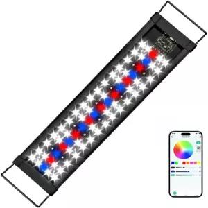 앱 제어 기능이 OYO WATER 스마트 LED 수족관 조명 풀 스펙트럼 RGB 블루투스 프로그래머블 타이머 검은색