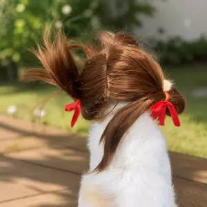 강아지 가발 리본 양갈래 반려동물 코스튬 헤어액세서리 머리띠 앞머리 악세사리