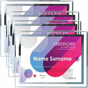 SIMON S SHOP 4 팩 사진 프레임 8.5 x 11 인증서 및 어워드 8 1/2 월 테이블 상판 세트 실버 트림으로