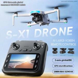 영상전송c to c케이블 새로운 S X1 GPS 드론 6KM 8K 전문가용 HD EIS 카메라 3축 짐벌 FPV 브러시리스 5G WIFI 스크린 제어 RC 드론 쿼드콥터