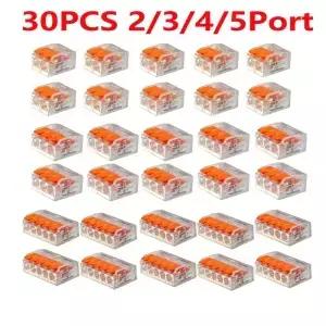 오렌지색 조합 케이블 커넥터 30개 세트 2포트/3포트/4포트/5포트 퀵 전기 외장 연결 단자
