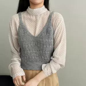 레이어드 니트조끼 뷔스티에 그물 여성 뜨개 조끼 그물에 패션 코디 뜨개에