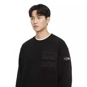 nationalgeographic N251USW110 NRN 가슴포켓 세미오버핏 맨투맨 CARBON BLACK