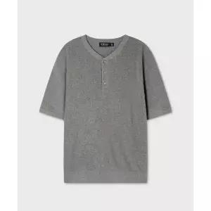 후아유 Henley Neck Short SLEEVE Sweater WHKAG2592U