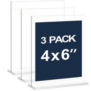 새로운 쇼 4x6인치 투명 릴 간판 홀더 디스플레이 스탠드 비즈니스 사무실 소매용 플라스틱 카드 3팩