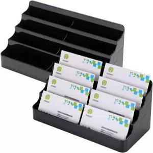 책상용 Hipiwe 명함 홀더 - 8 포켓 아크릴 디스플레이 스탠드 사무실 데스크톱 이름 카드 정리함 480Pcs
