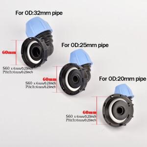 IBC 탱크 어댑터 키트 - 정원 관개용 20/25/32mm 콘센트, 엘보우 및 티 피팅용 내구성  플라스틱 PE/PVC 파