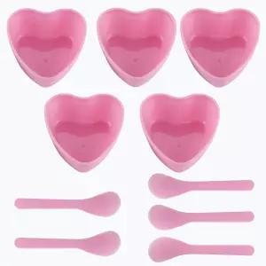 플라스틱 하트 모양 얼굴 마스크 믹싱 볼 핑크 페이스 DIY 스킨 도구 키트 진흙 홈 살롱 미용실 사용용