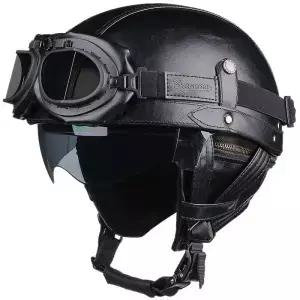 레트로 오토바이 헬멧 가죽 모토 남자 여자 하프 HD Casco 사계절 승마 스쿠터 Capacetes