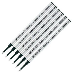 슈미트 58888 M 세이프티 세라믹 롤러볼 메탈 리필 - 블랙(중간 팁 0.7MM) 6팩 cGM