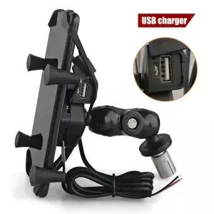 모터사이클 핸드폰 마운트 USB 충전기 그립 휴대 전화 홀더 GPS 내비게이션 브래킷 스즈키 BMW 가와사키 램
