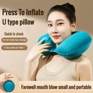 자동차 휴대용 목 보호 U 자형 압축 풍선 베개 야외 낮잠 캠핑 여행 몰려 PVC 비행기