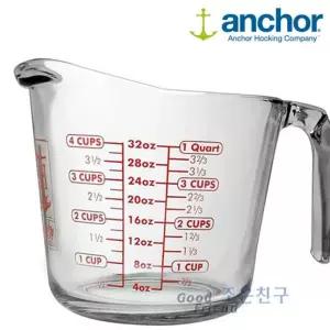 앵커 글라스 계량컵 1000ml손잡이 눈금 투명 제빵 주방 다용도 가정용 플라스틱