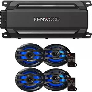 KENWOOD KACM5024BT 소형 4채널 600와트 자동차 증폭기 해상 ATV 및 파워스포츠용 블루투스 스트리밍 2배