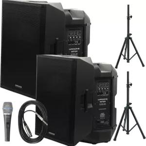 워존 WPTS52500W 피크 파워 블루투스 PA 시스템 2배 5인치 스피커 조절 가능한 스탠드 2개 DJ 및 이벤트에