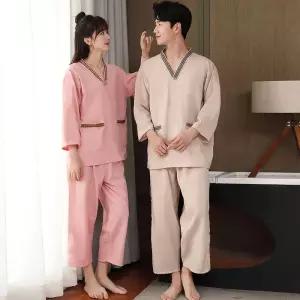 황토 찜질복 찜질방옷 마사지 커플 긴팔 사우나복 세트
