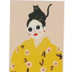 십자수 고양이와 하모니아트 보석십자수 그녀 30x40