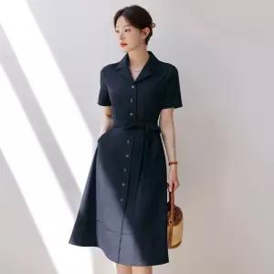시크라인 (~XXL까지) 라퓨트 카라 단추 벨트 A라인 원피스 여름 하객룩 오피스룩 모임룩 격식룩 빅사이즈