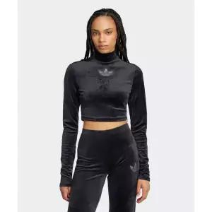 매장정품 ADIDAS 아디다스 라인스톤 벨벳 긴팔 크롭탑- 블랙 IW5674 1772712