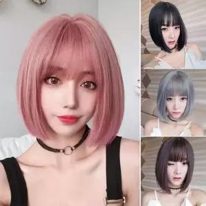 보브컷 단발 가발 단발머리 앞머리 풀뱅 똑단발 커트 옆머리 앞머...
