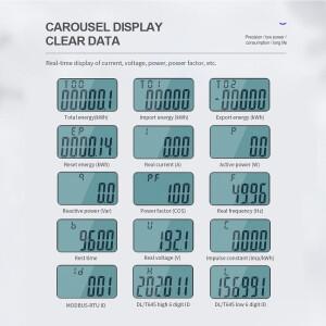 분할 CT 65A 100A 220V 50Hz 단상 다중 기능 Din 레일 KWH RS485 MODBUS-RUT가 있는 와트시 에너지 미터