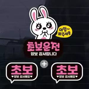 칼라 발그레토끼 초보운전 자동차스티커(3P) 자동차용품
