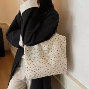 코듀로이 하트 리본 에코백 베이직 숄더백 토트백 가방 빅숄더에코백 빅숄더백