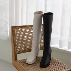 2color 미들굽 핏 데일리부츠 통굽부츠 겨 지퍼부츠 롱부츠 가죽부츠 슬림부츠 겨울부츠