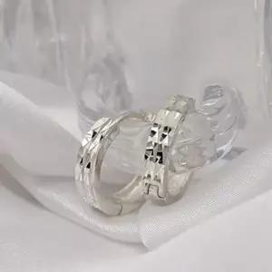 은침귀걸이 92.5 SILVER 더블컷팅 링 귀걸이