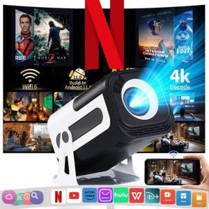 미니 프로젝터 1080P 안드로이드 13 지원 4k Protable 300ANSI WiFi 6 BT 5.0 ° 회전식 비디오