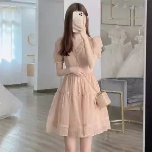 [아리엘스타일]로맨틱무드 프릴디테일 핑크원피스 피치본원피스
