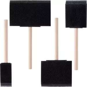 Pndeyo 4pcs 4사이즈 폼 페인트 브러시 나무 손잡이가 있는 스펀지 1 2 3 4 얼룩 바니시 DIY 공예