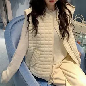 G126981_베베퀼팅 허리밴딩 누빔조끼 여성경량 패베스트 빅사이즈 깔깔이 웰론 경량패 패조끼 누빔 이너
