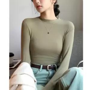 슬림핏 여성 얇은 반목티 이너 목티 긴팔 레이어더 목폴라 모달티셔츠 여자기본티 기본티