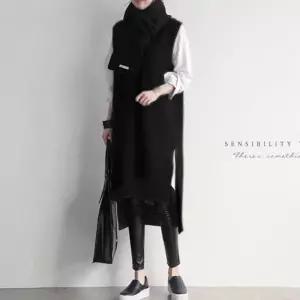 민소매 조끼 가을 V넥 겨울 브이넥 롱조끼 루즈핏 여성 니트