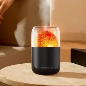 (웰스온) 볼케이노 USB 무드등 가습기 V3 (250ml) (블랙)책상 작은 미니등 등가 조명 불멍 사무실 휴대용