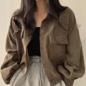 여성 클래식 외출 패션 셔츠 겸용 골덴 카라 재킷봄잠바 여자자켓 점퍼 가죽 라이더 항공 가을 얇은 롱자켓