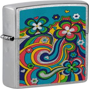 Zippo 플라워 디자인 포켓 라이터 아트 그래픽 오일 미포함
