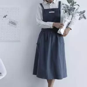키밍 북유럽 린넨 프릴 원피스 앞치마 원예 캐주얼패션 디자인 다용도 미용 주방 카페 작업 공방