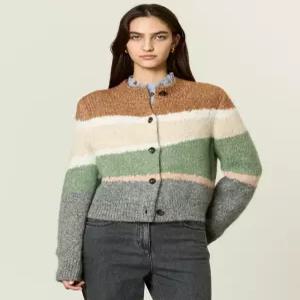 아떼 바네사브루노 여성 25FW [EXCLUSIVE][연예인착용][시즌오프] 베이지 컬러블록 알파카혼방 가디건 VLS