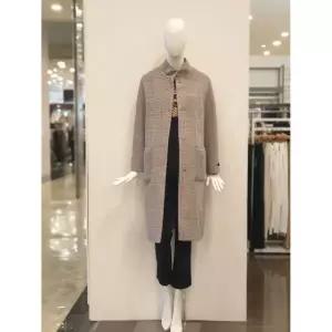 한정수량 베스띠벨리 알파카 블렌드 니트 블록 체크 롱 코트 BF-H26890