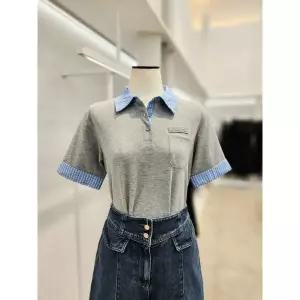 소량재고 잇미샤 체크 레이어드 폴로 티셔츠 ITQ5WTS750