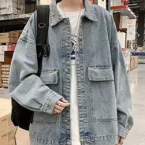 오버핏 데님 자켓 남녀공용 빈티지 청자켓