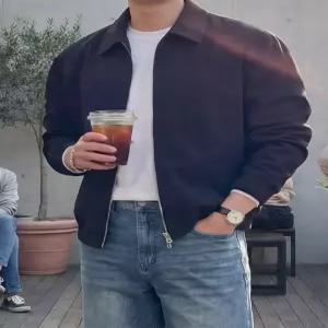 [루플릭]블랙 오버핏 스웨이드 블루종