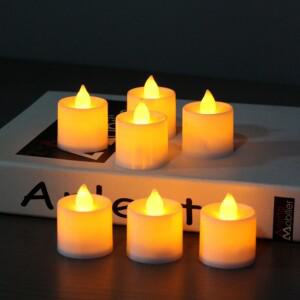 10Pcs LED 티 라이트 플래시 전기 깜박이는 양초 현실적인 불꽃없는  흰색 촛불 배터리 구동 웨딩 장식 램