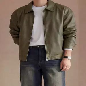 [루플릭]3color 레더 비건 블루종 자켓
