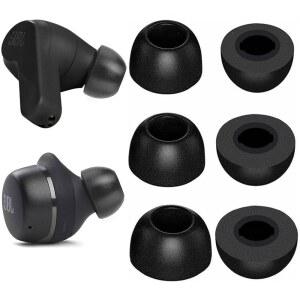 JNSA 메모리 폼 이어팁 소음 제거 팁 JBL 바이브 200TWS / 튜닝 130NC TWS 무료 X 라이브 300TWS 실리콘 없음 충전 케이스에 장착 3쌍 (S /M /L 블랙) 214B3 h0W