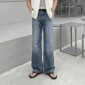 [허밍플라이] 남자 중청 세미 부츠컷 찢청 데님 팬츠